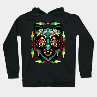 Batiamo - Funky Native Wolf Head Hoodie